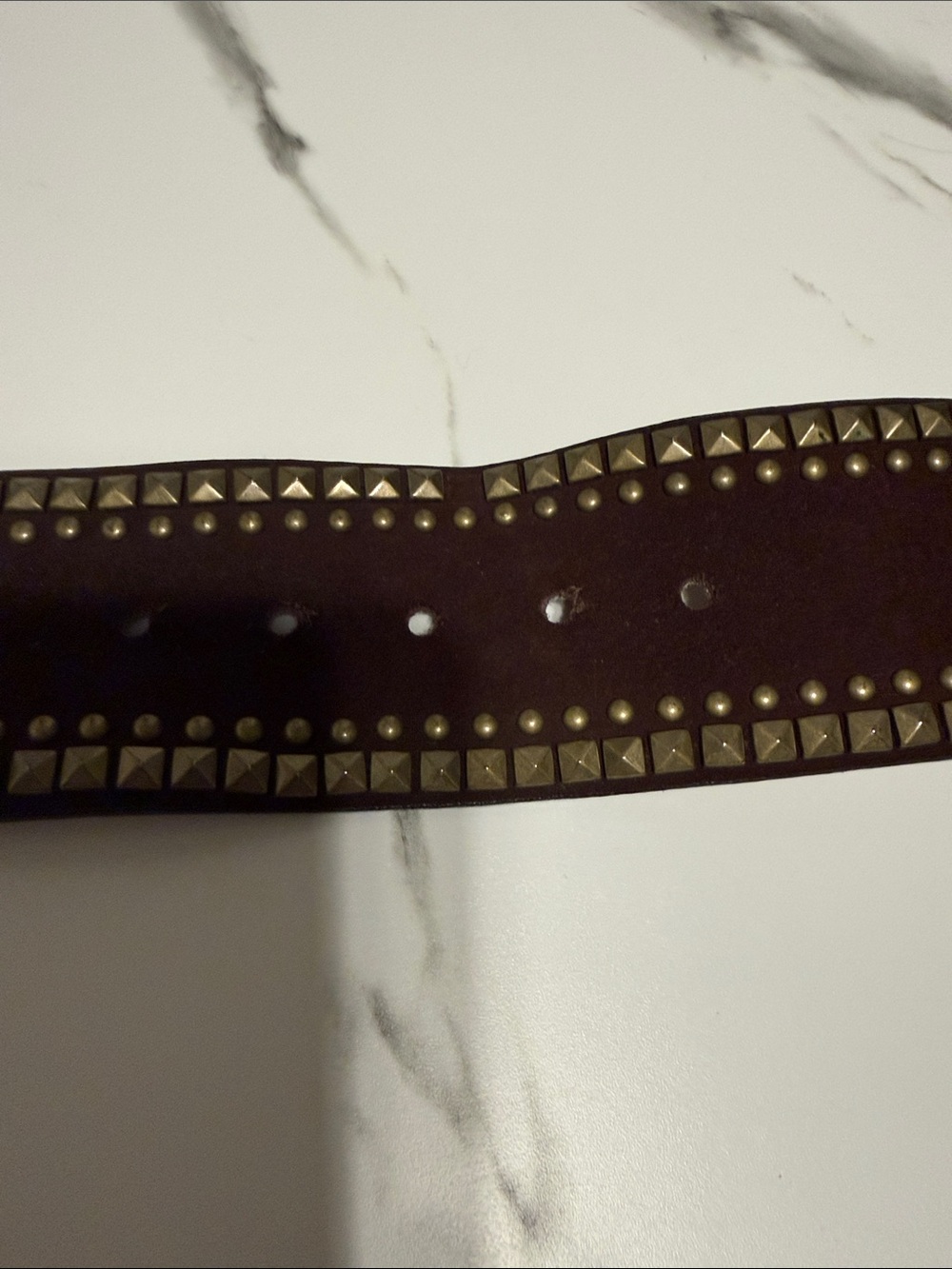 Dark Brown Genuine Suede Leather Wide Studded Belt  Small - Picture 8 of 9